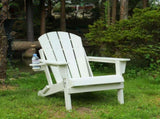 Folding Adirondack Chair with Dual Cup Holder - Composite Adirondack Chair with Wood Texture- White 20269629