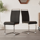 ZUN Modern Dining Chairs,PU Faux Leather High Back Upholstered Side Chair with C-shaped Tube plating W2189P248186