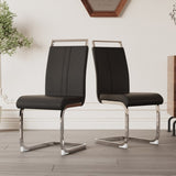 ZUN Modern Dining Chairs,PU Faux Leather High Back Upholstered Side Chair with C-shaped Tube plating W2189133290