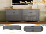 ON-TREND Farmhouse TV Stand with 2 Drawers for TVs Up to 70", Versatile Wood Grain Sideboard with N721P245732E