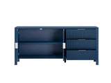 U-Style Modern Wave-Pattern Sideboard with 3 Drawers, Large Storage Buffet Cabinet with Hooks and N711P345172V