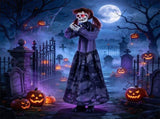 48" Animated Halloween Girl Doll Animatronic, Sound Activated Pop-Up Head with Light Up Red Eyes & 88428130