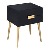 Black and Gold Side Table with 2 Drawer B062P181391