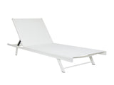 Outdoor Chaise Lounge Set of 2, 5-Position Adjustable Backrest, White Steel Frame with Textilence N770P395917K