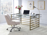 Shona Clear Glass Top & Antique Gold Finish Writing Desk B2726P457136