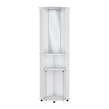 Corner Bar Cabinet Unit with Wine Glass Rack and Lower Cabinet, White B097P221375