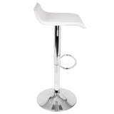 Ale Contemporary Adjustable Barstool in White PU Leather by LumiSource - Set of 2 B202P222268