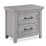 Light Gray Finish 1pc Two Drawers Nightstand Wooden Bedroom Furniture Metal Pull Furniture B011P228540