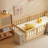 Fence bed with door and decking, natural wood color, painted surface, pine wood, twin children's bed 24575857