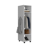 Cluster 63" Tall Wardrove with Mirror, Three Shelves, Casters and Hanging Rod, Armoire, Bedroom B070P210734