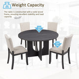 47.3" Round Dining Set with 4 Upholstered Dining Chairs, Modern Round Dining Table Set for 4, 21351538
