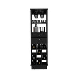 ZUN Classic Bar Cabinet, Two Drawers, Twelve Built-in Wine Rack-Black B20091835