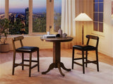2 PCS Farmhouse Bar Stools 29.5" Seat Height, Rubber Wood Frame Faux Leather Bar Chairs, OakBlack 46603792
