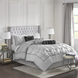 7 Piece Tufted Comforter Set Grey King B03596788