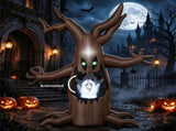 8FT Animated Halloween Inflatable Tree with Pop-Up Ghost Built-in LEDs Blow Up Yard Decoration for 48916790