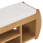 ZUN Retro Multifunctional Storage Bench with Cushion and Curved Side Panel for Entrance and Living Room 48884556