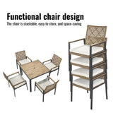 All Weather 5-Piece Patio Dining Table Sets, Patio Conversation Set Acacia Wood Table Top with 26863021