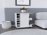 Bar Cart with Six-Wine Cubbies Cabot, Two-Side Storage Shelves and Casters, White Finish B092123148