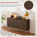 TREXM Retro Style Sideboard with Adjustable Shelves, Rectangular Metal Handles and Legs for Kitchen, N715P232695P