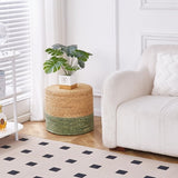Round Pouf Ottoman Natural Seagrass Pouf Footrest, Foot Stool for Bedroom Living Room Accent 03496729