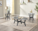 ZUN Modern Gray 3-Piece Cocktail Set Faux Marble Top Oval Coffee Table and Two Matching Round End Tables B011P244329