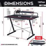 ZUN Carbon Computer Gaming Desk with Shelving, Black 56114350