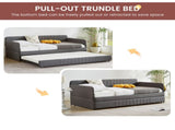 Daybed, sofa bed metal framed with trundle twin size, Grey, 78.4''L x 41''W x 29.8''H. W1162P214581