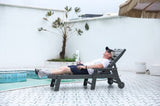 Lounge Chair Outdoor with Wood Texture,Oversized Chaise Chair with 5 Positions, HDPE, Patio W2103P254597