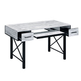 Rectangular Computer Desk with 2 Drawers, Antique White and Black B016P311793
