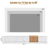 ON-TREND TV Stand with Faux Marble and Walnut Wood Grain Finish for TVs up to 88'', Modern WF320812AAK