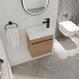 ZUN 18'' Floating Wall-Mounted Bathroom Vanity with White Resin Sink & Soft-Close Cabinet Door W99936260