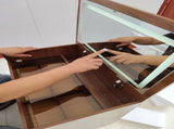 (Walnut) 3 in 1 Vanity Desk with Plip Top Mirror,Small Make Up Vanity Set with Visible Glass 85966326