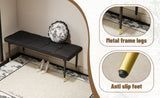 47*16 Inch Multifunctional Black Shoe Bench - Faux PU Cushion, Sturdy Metal Legs With Gold W1151P214994