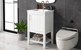 ZUN 20" Bathroom Vanity with Sink, Bathroom Cabinet with Soft Closing Door, Storage Rack and Open Shelf, WF308492AAK