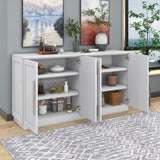 ZUN TREXM Sideboard with 4 Doors Large Storage Space Buffet Cabinet with Adjustable Shelves and Silver N715P192557K