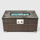 Outdoor Fire Table Propane Fire Pit Rattan gas fire table, gas fire table with tile tabletop W85335465