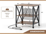 Record Player Stand with Charging Station, 3-Tier Adjustable Shelf Rolling Turntable Stand 18451643