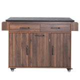 K&K Kitchen Island with Trash Can Storage Cabinet, Kitchen Cart with Drop Leaf, Spice, Towel WF326381AAZ