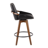 Cosmo Mid-Century Counter Stool in Walnut and Black Faux Leather by LumiSource B202P222361