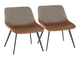 Two-Tone Chair in Black Metal with Espresso Faux Leather and Brown Fabric - Set of 2 B202P223869
