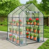 Mini Walk-in Greenhouse with PVC Cover, 8-Shelf Indoor Outdoor Planting Green House for 38528035