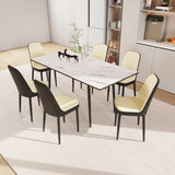 47"-63" expandable dining table set for 2-6 people, equipped with PU fabric thick cushioned dining 62451827