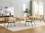 Mid-Century Dining Chairs Set of 2, Accent Linen Fabric Side Chairs with Rattan Backrest Metal Legs 30479899