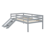 ZUN Twin Low Loft Bed with Slide, Ladder, Safety Guardrails, No Box Spring Needed,Grey 87862463