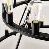 48 Inch Black Extra Large Wagon Wheel Chandelier, 2 Tier 36-Lights Farmhouse Industrial W1592P264827