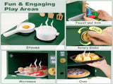 Green Wooden Kids Play Kitchen with Interactive Stove & Sink, ASTM/CPSIA Compliant Pretend Cooking 44536744