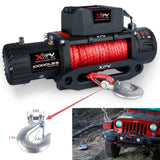 XPV Electric Winch 10000 LBS 12V Synthetic Rope Load Capacity Red Rope Jeep Towing Truck Off Road W121883548