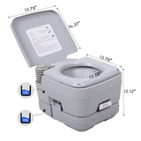 ZUN Lightweight Portable Toilet, 2.6 Gallon Flushable Camping Toilet, Sanitary Outdoor Travel Toilet for W2181P154818