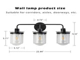 ll Sconces Set of 3 with Clear Glass Shade,Modern ll Sconce,Industrial Indoor ll Light Fixture E26 77804163