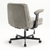 Chair with Wheels and Flip Arms-Comfy Fabric Cross Legged Office Chair with Thick Cushion&Wide Seat, 43759200